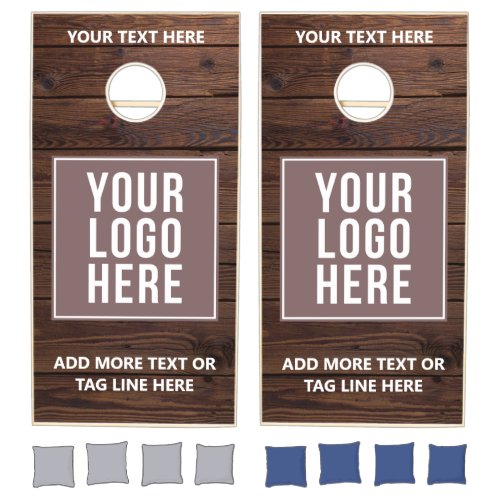 Brown Wood Personalized Your Logo Company Cornhole Set