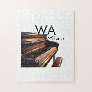 Brown wood piano table keys monogram name  jigsaw puzzle