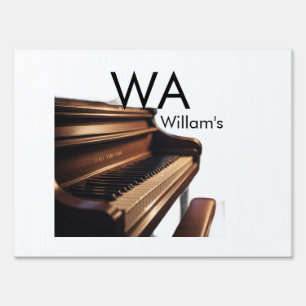 Brown wood piano table keys monogram name sign