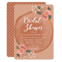 Brown Wood Rustic Floral Bridal Shower Card