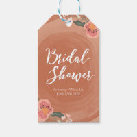 Brown Wood Rustic Floral Bridal Shower Gift Tags