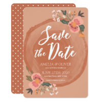 Brown Wood Rustic Floral Save the Date Card