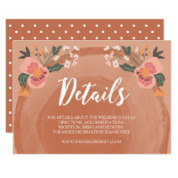 Brown Wood Rustic Floral Wedding Details Card
