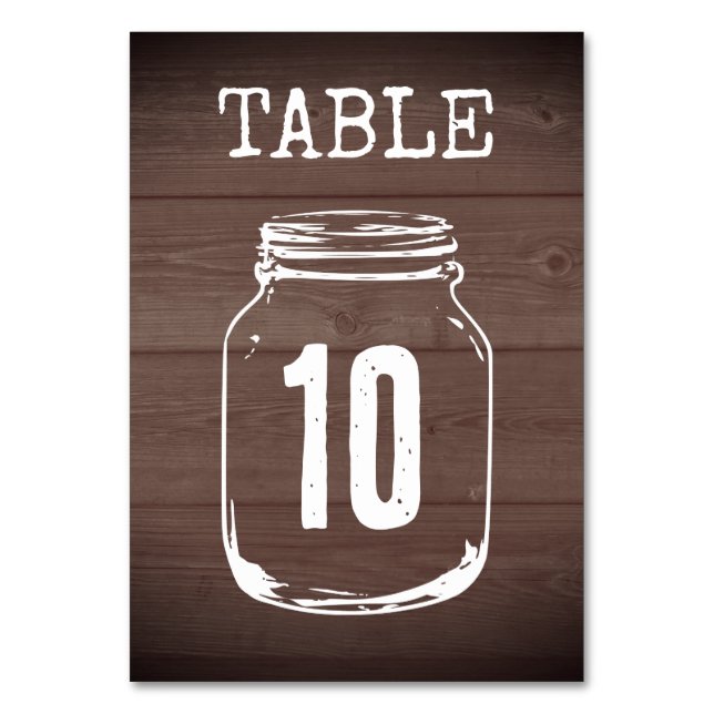 Brown wood rustic wedding table number cards (Front)