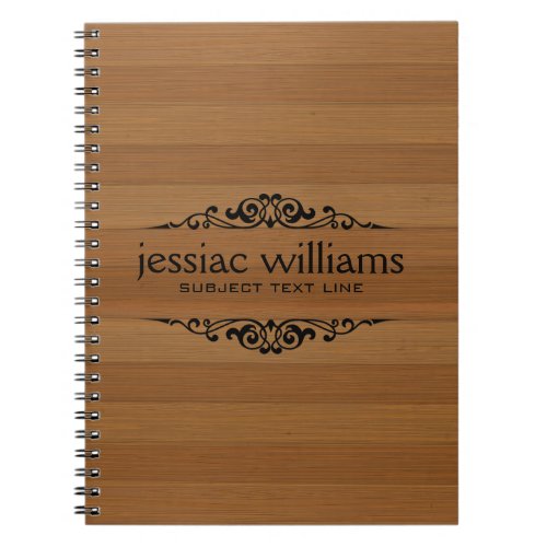 Brown Wood Stripes Decorative Black Frame Notebook