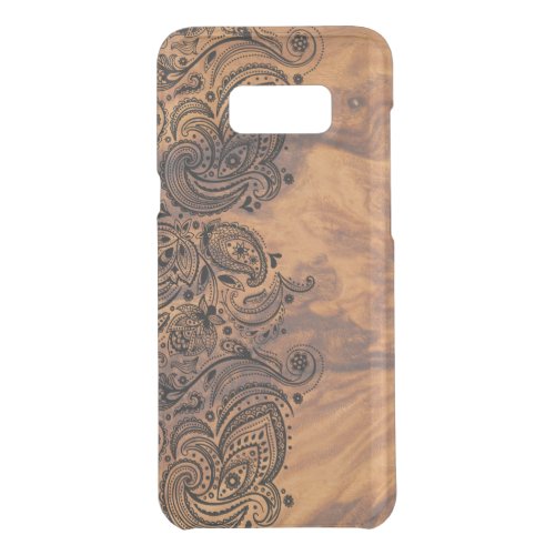 Brown Wood Texture  Elegant Black Lace Uncommon Samsung Galaxy S8 Case