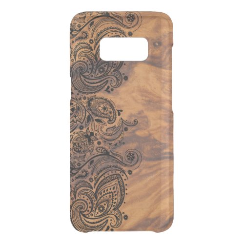 Brown Wood Texture  Elegant Black Lace Uncommon Samsung Galaxy S8 Case