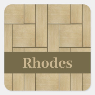 Brown wood tile print square sticker
