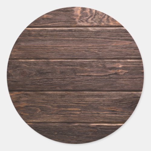 Brown Wood Wall Boards Texture Classic Round Sticker