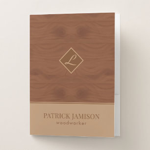 Brown Wood With Beige Pocket Folder