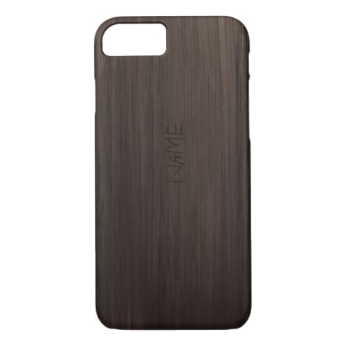 Brown Wood with engraved name iPhone 87 Case