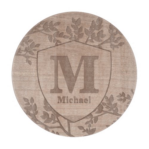 Brown Wooden Bohemian Name Monogram Cutting Board