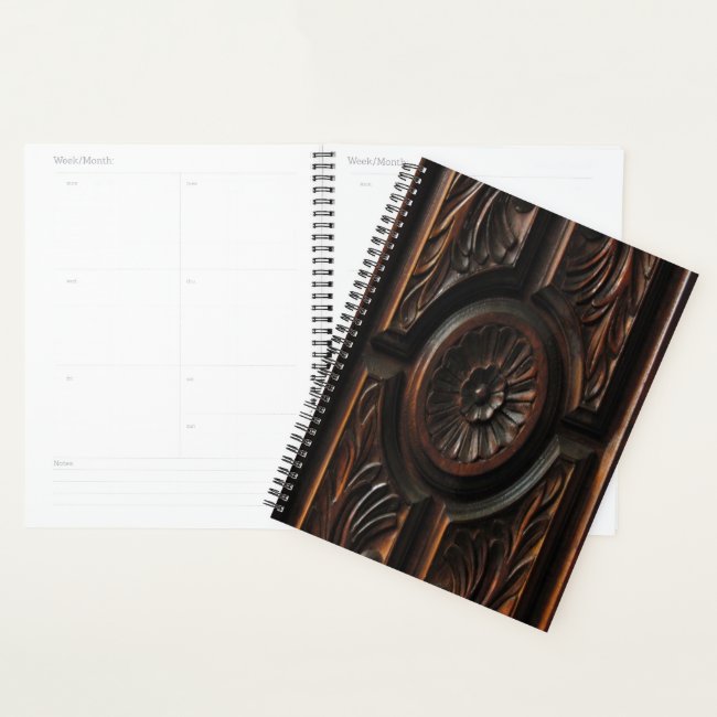 Brown Wooden Carving Image Weekly/Monthly Planner
