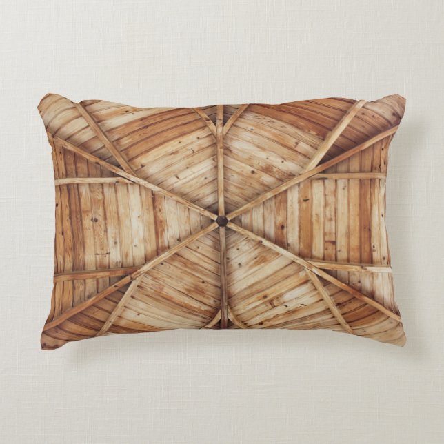 Brown wooden ceiling surface accent pillow (Front)