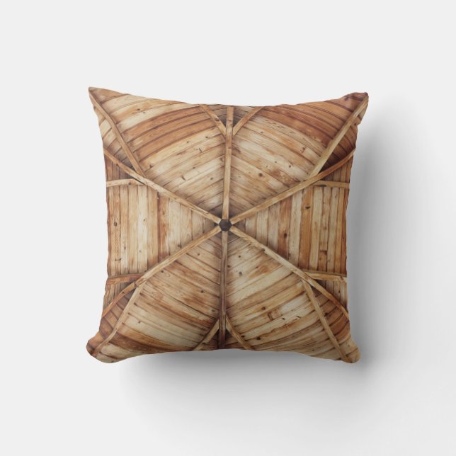 Brown wooden ceiling surface throw pillow (Front)