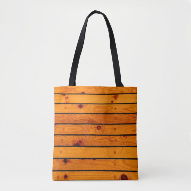 Brown wooden classic ship deck tote bag (Front)