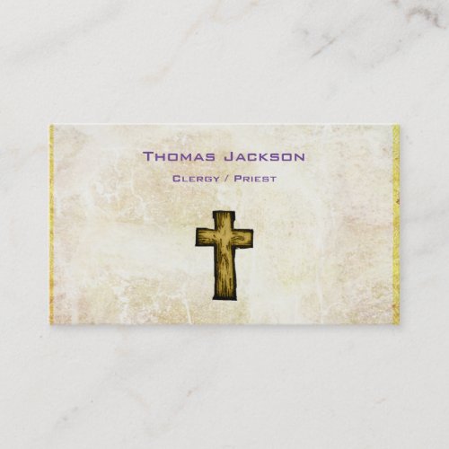 Brown Wooden Cross Christian Religious Business Card