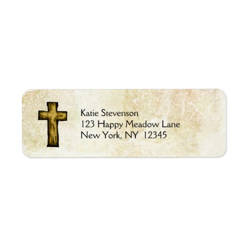 Brown Wooden Cross Hope and Inspiration Label