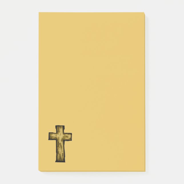 Brown Wooden Cross Illustration Post-it Notes (Front)
