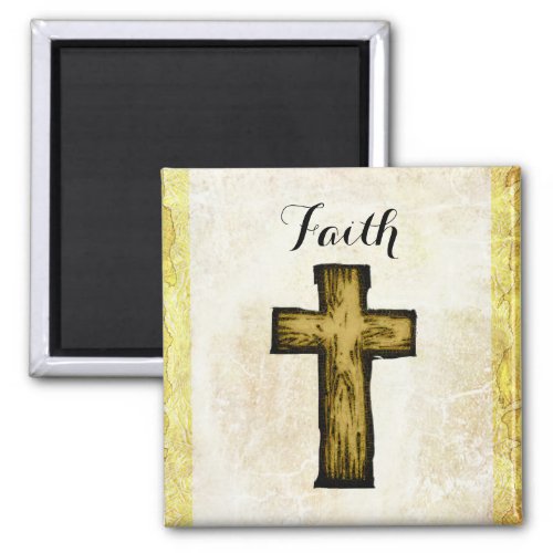 Brown Wooden Cross Symbol of Faith and Hope Magnet