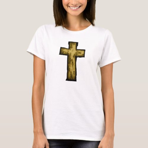 Brown Wooden Cross Symbol of Faith and Hope T_Shirt