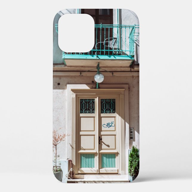 Brown wooden door on white concrete building Case-Mate iPhone case (Back)