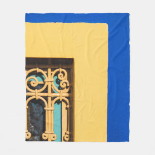 BROWN WOODEN DOOR WITH BRASS DOOR LEVER FLEECE BLANKET