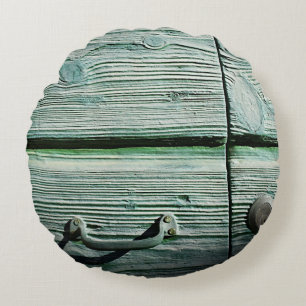 Brown wooden drawer round pillow