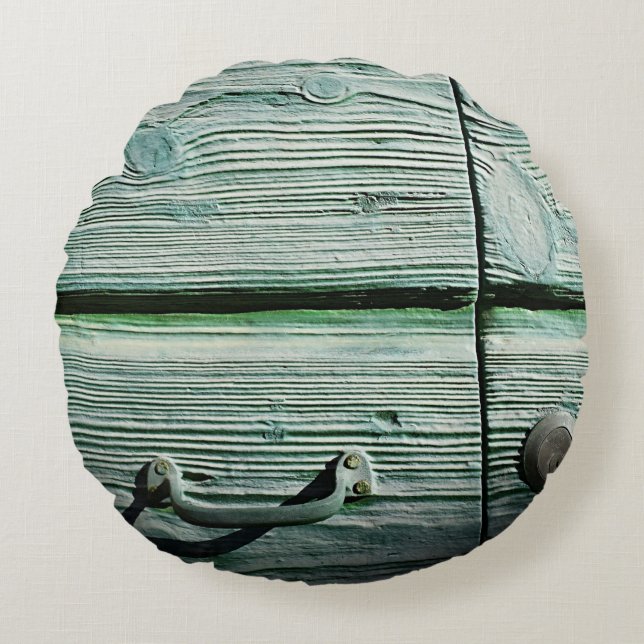 Brown wooden drawer round pillow (Front)