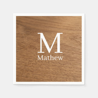 brown wooden frame rustic name monogram pattern si napkins