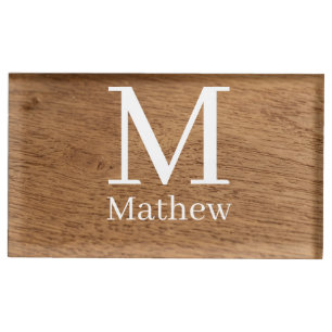 brown wooden frame rustic name monogram pattern si place card holder