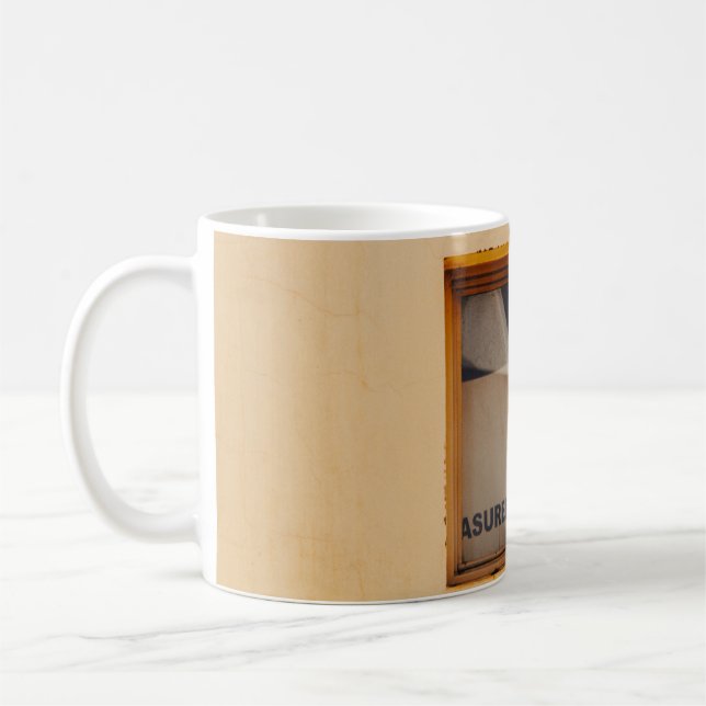 BROWN WOODEN FRAMED GLASS WINDOW COFFEE MUG (Left)