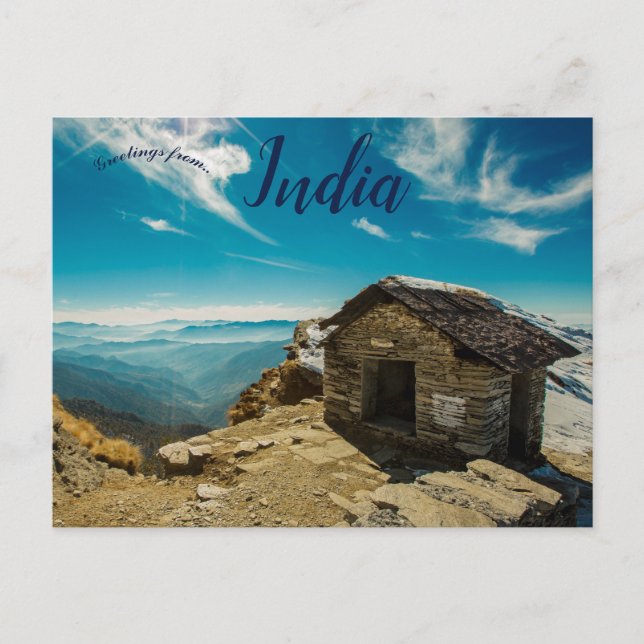 Brown Wooden House in Chandrashila Tungnath India Postcard (Front)