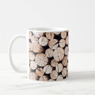 Brown wooden log lot coffee mug
