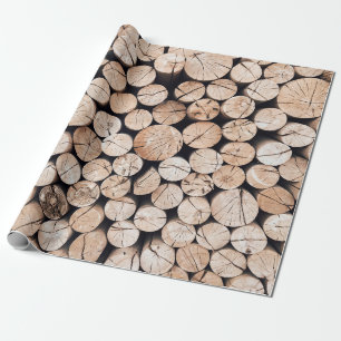 Brown wooden log lot wrapping paper
