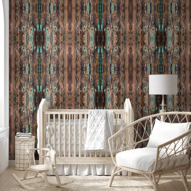 Brown wooden plank large pattern wallpaper  (Kids)
