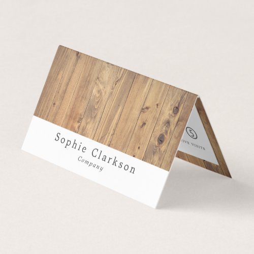 Brown Wooden Planks Rustic Double Loyalty Business Card