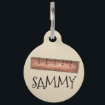 Brown Wooden Rule School Math Teacher Yardstick Pet Name Tag<br><div class="desc">Pet tag design features an original illustration of a classic wooden ruler. Just personalize with the name of your dog or cat.

Lots of coordinating pet products are also available from this shop! Don't see exactly what you're looking for? Contact Rebecca to have a product customized just for you!</div>