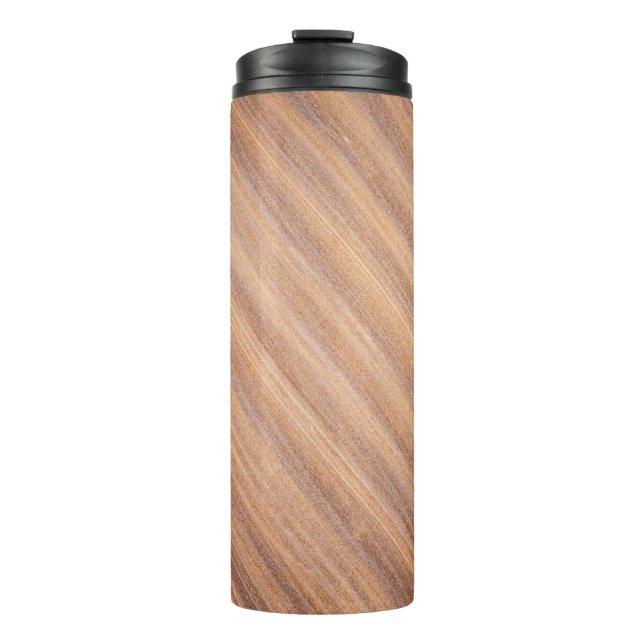 Brown wooden surface thermal tumbler (Front)