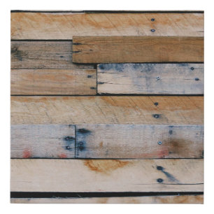 Brown wooden wall faux canvas print