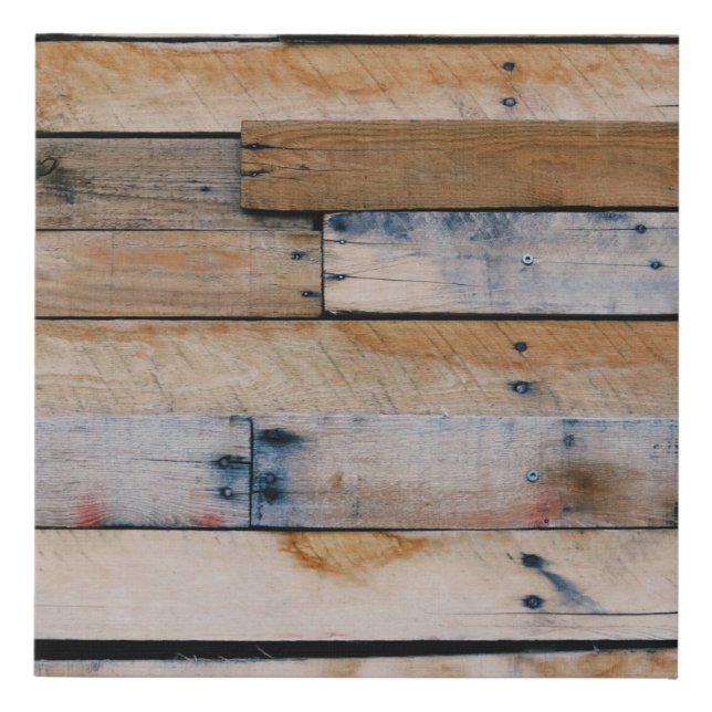 Brown wooden wall faux canvas print (Front)