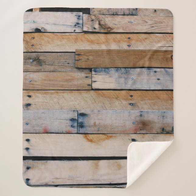 Brown wooden wall sherpa blanket (Front)