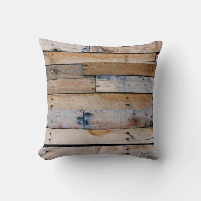 Brown wooden wall throw pillow (Front)