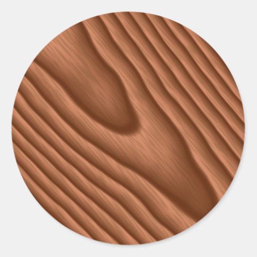 Brown Woodgrain Textured Classic Round Sticker