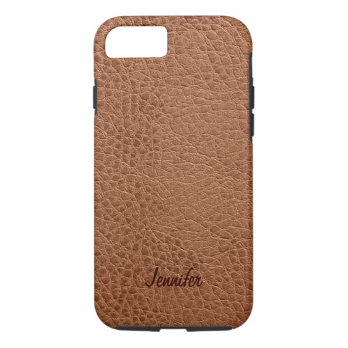 Brown Worn_Out Natural Leather Look iPhone 87 Case