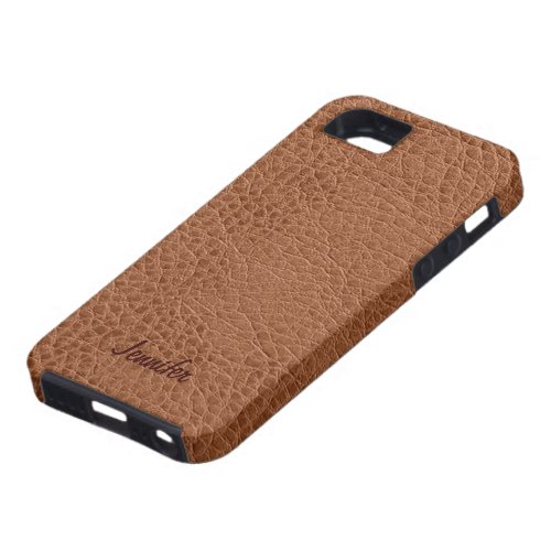 Brown Worn_Out Natural Leather Look iPhone SE55s Case