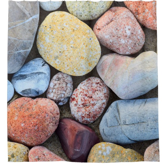 Brown yellow and gray stones shower curtain (Front)