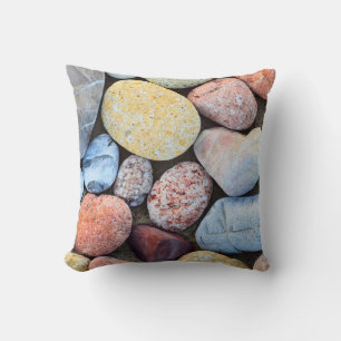Brown yellow and gray stones throw pillow