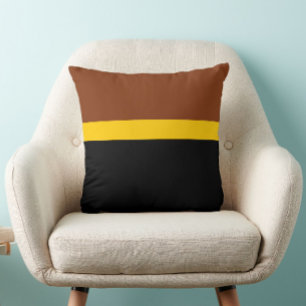 Brown Yellow Black Color Block Style Design Throw Pillow