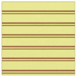 [ Thumbnail: Brown & Yellow Colored Stripes Pattern Fabric ]